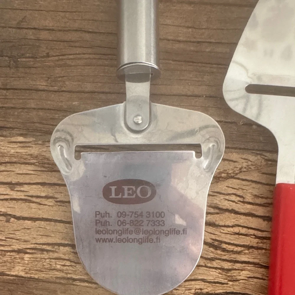 Stainless Steel LEO Cheese Slicer and Karlsson Nilsson Slicer with Red Handle
